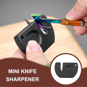 Ruksifg Mini Knife Set Tiny Knife Mini Axe for Package Opener, Letter Opener, Collection, Mini Knives Set with Sheath and Sharpener(Mixed Color-4Pcs)