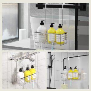 DELLAN Hanging Shower Organizer, Shower Rack with Hooks Over the Door, Bathroom Shower Caddy and Basket