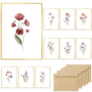 slapaflife blank cards,elegant gold foil floral design blank greeting cards 4x6,20pack -blank greeting cards,formal all occasion cards,note cards with matching peel-and-seal rustic envelopes