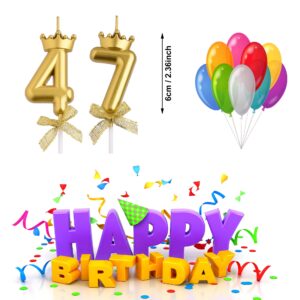 VSHILI 47th 74th Birthday Candles, Gold 74 47 Year Old Number Birthday Candles, Happy Birthday Party Cake Topper Decoration Gifts for Women Men