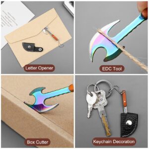 Ruksifg Mini Knife Set Tiny Knife Mini Axe for Package Opener, Letter Opener, Collection, Mini Knives Set with Sheath and Sharpener(Mixed Color-4Pcs)