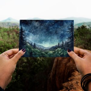 slapaflife Blank Cards with Envelopes All Occasion,Watercolor Starry Night Sky Design Blank Greeting Cards 4x6,20Pack -Blank Greeting Cards,Note Cards with Matching Peel-and-Seal Rustic Envelopes