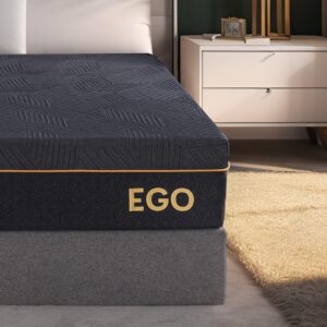 egohome 12 inch twin memory foam mattress, cooling copper gel mattress for pain relief, therapeutic mattress in a box, certipur-us certified, fiberglass free medium mattress, black