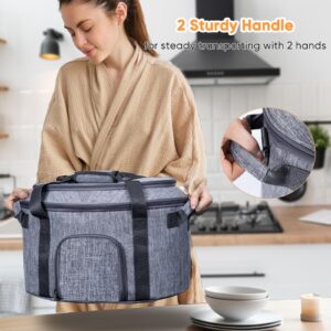 Double-Layer Slow Cooker Carrying Bag for 6-8 Quart CrockPot and Hamlton Beach Slow Cooker, Travel Bag with Lid Fastener for Crock-pot, Portable Carrier Case Slow Cooker Bag with See-thought Window