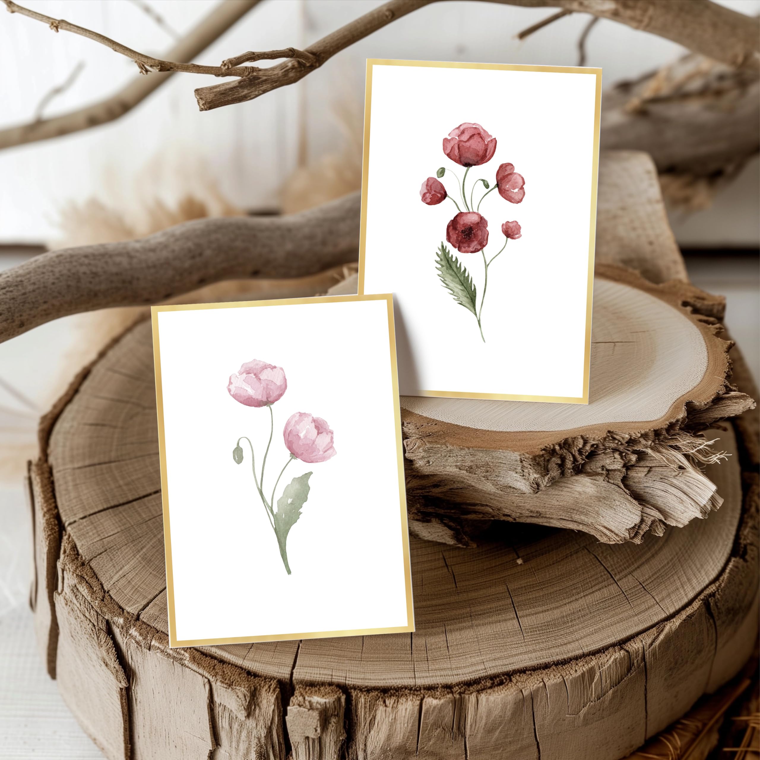 slapaflife Blank Cards,Elegant Gold Foil Floral Design Blank Greeting Cards 4x6,20Pack -Blank Greeting Cards,Formal All Occasion Cards,Note Cards with Matching Peel-and-Seal Rustic Envelopes