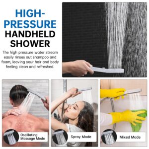 G-Promise All Metal 12 Inch Shower Head with Massage Mode Handheld, Rain Shower Head with Handheld Spray Combo, 3-Way Diverter with Pause Setting, 11 Inch Adjustable Extension Arm (Chrome)