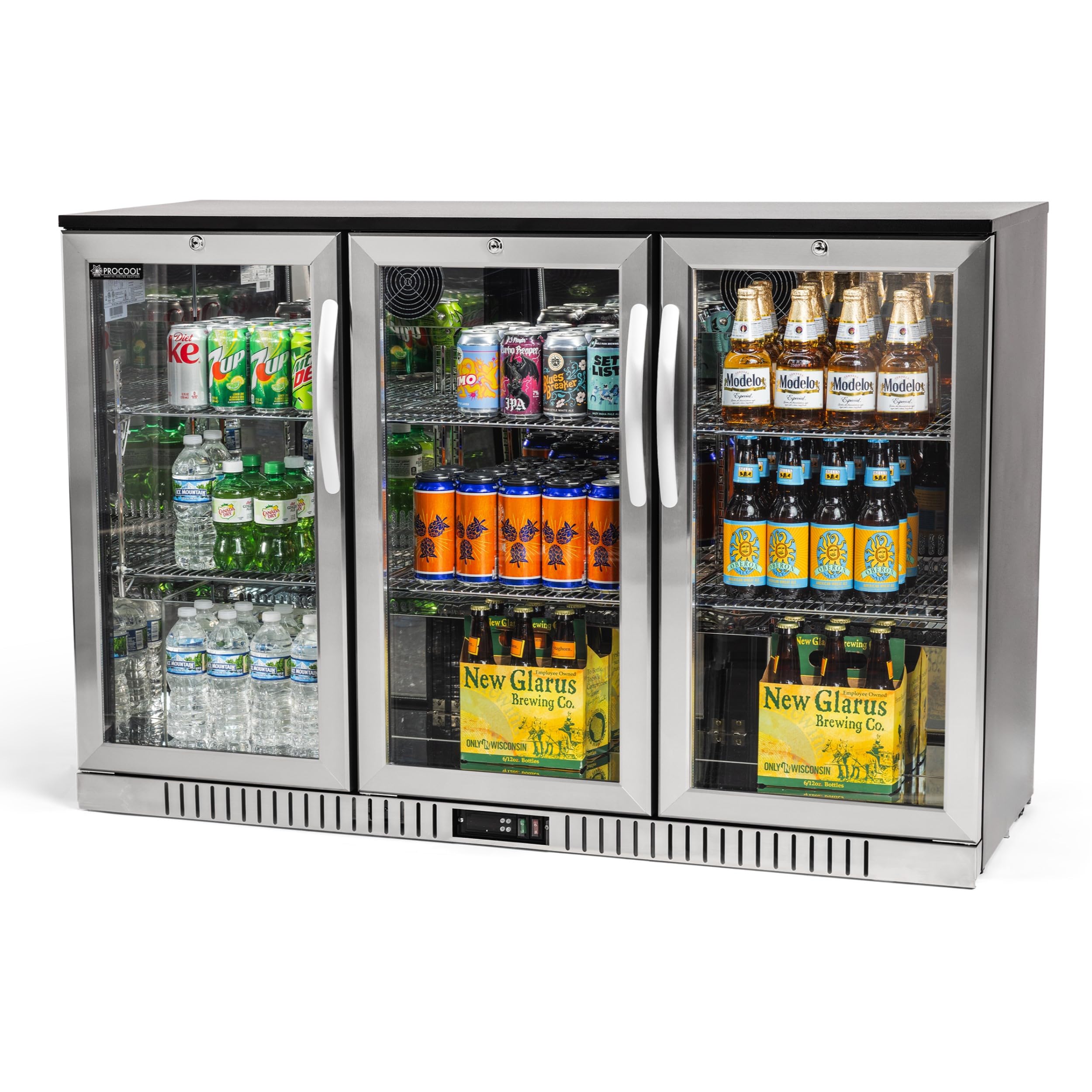 Procool Residential 2-door Glass Front Stainless Steel Back Bar Cooler; Undercounter 33" Height