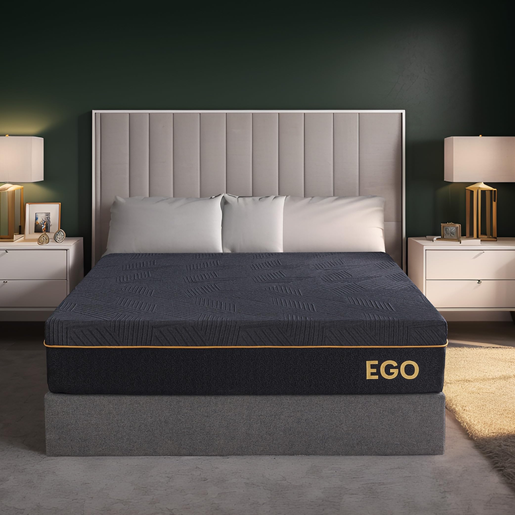 EGOHOME 12 Inch Twin Memory Foam Mattress, Cooling Copper Gel Mattress for Pain Relief, Therapeutic Mattress in a Box, CertiPUR-US Certified, Fiberglass Free Medium Mattress, Black