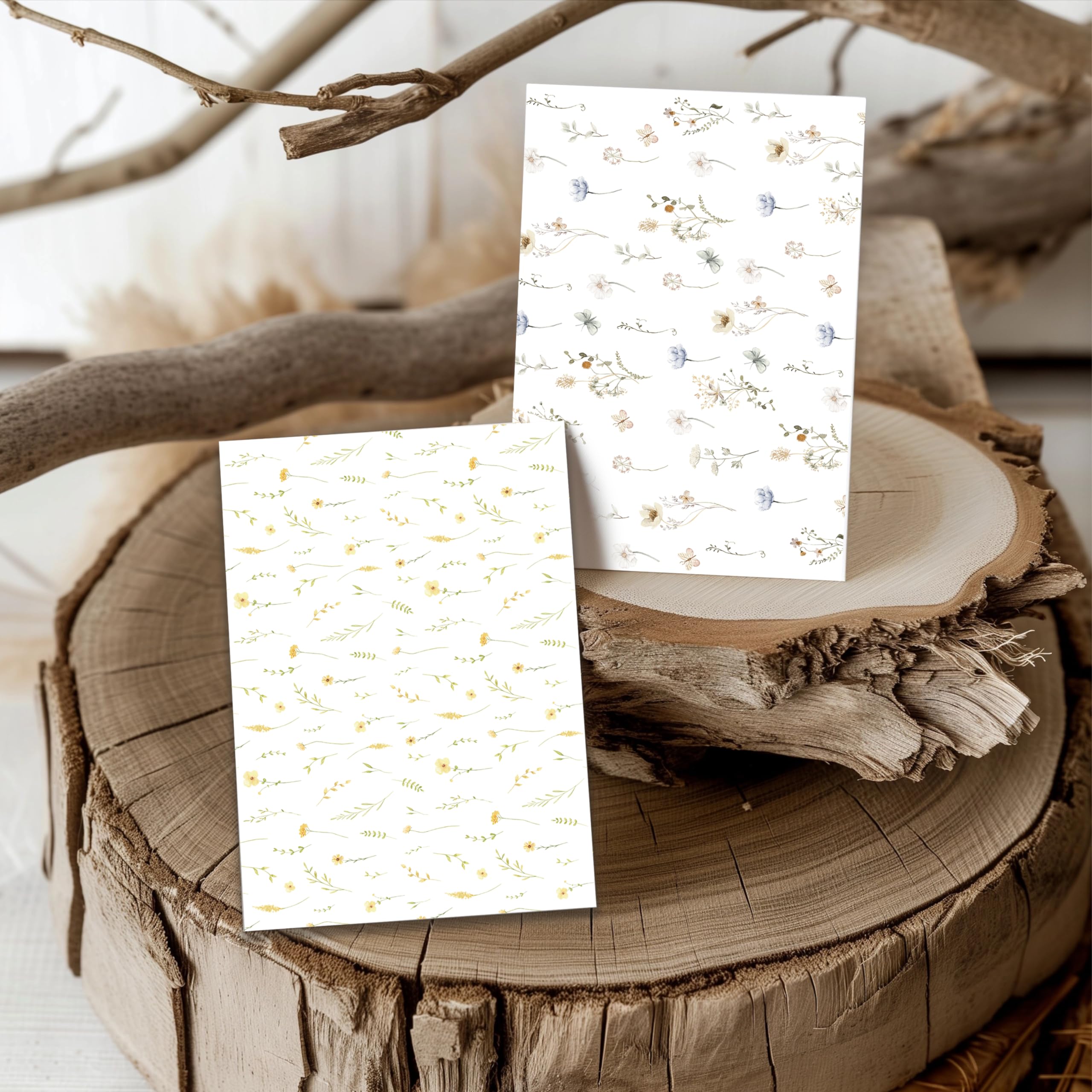 slapaflife Blank Cards with Envelopes All Occasion,Elegant Floral Design Blank Greeting Cards 4x6,20Pack -Blank Greeting Cards,Note Cards with Matching Peel-and-Seal Rustic Envelopes