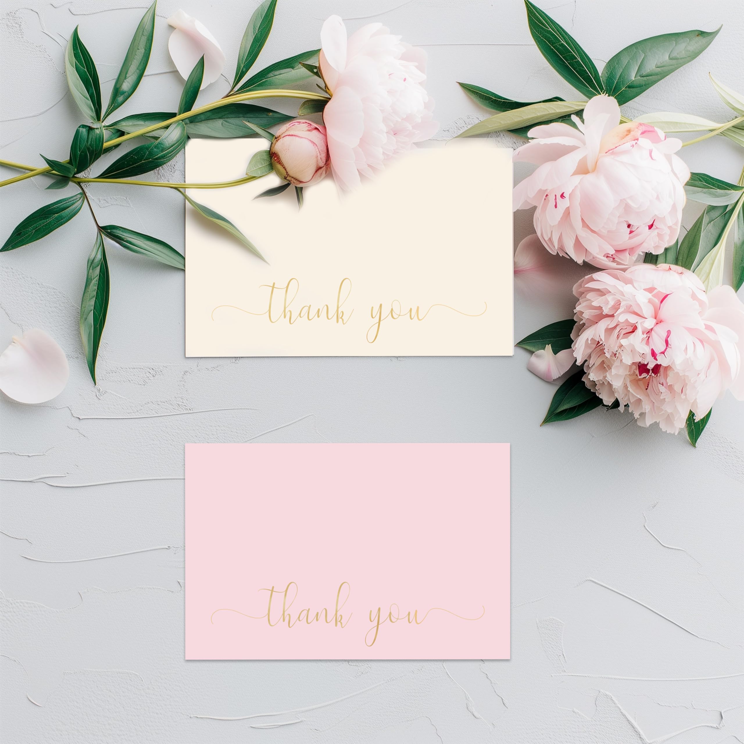 slapaflife Thank You Cards with Envelopes,20 Pack - 4x6 Inches Thank You Notes,Elegant Dusty Pink Emboss Gold Foil Pressed,Baby Shower Thank You Cards,Wedding,Formal All Occasion Cards