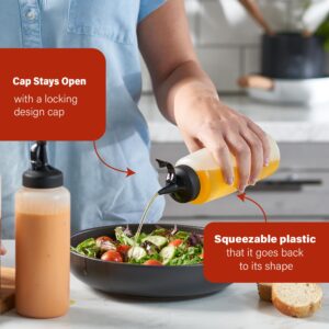 6 Pack Condiment Squeeze Bottles for Sauces - 8 Oz Squirt Bottles for Liquids, Easy Pour Sauce Bottles with Leak Proof Snap Cap, Condiment Bottles, Plastic Squeeze Bottles for Liquids, Ketchup, Oil