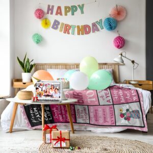 Julazy Birthday Gifts for Women/Men, Birthday Decorations Blanket 50"X60", Birthday Gifts for Mom/Her/Girl/Sister for Women Birthday Unique, Womens Birthday Gifts, Happy Birthday Throw