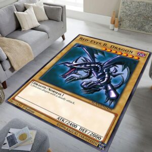 shouse anime black dragon red eyes area rectangle rugs living room carpet floor decor (96 * 60 inches)