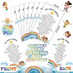 ReliThick 240 Pcs The Hail Mary Holy Cards Bulk Catholic Gifts for Kids The Lord's Prayer Cards Bulk for Children Bible Verse Study Bookmark Classroom School Church Supply for Students