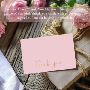 slapaflife Thank You Cards with Envelopes,20 Pack - 4x6 Inches Thank You Notes,Elegant Dusty Pink Emboss Gold Foil Pressed,Baby Shower Thank You Cards,Wedding,Formal All Occasion Cards