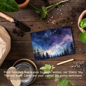 slapaflife Blank Cards with Envelopes All Occasion,Watercolor Starry Night Sky Design Blank Greeting Cards 4x6,20Pack -Blank Greeting Cards,Note Cards with Matching Peel-and-Seal Rustic Envelopes