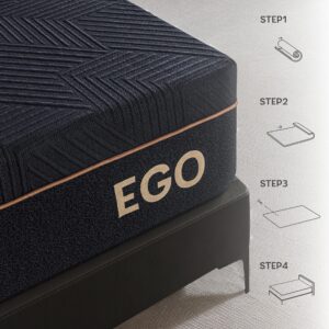 EGOHOME 12 Inch Twin Memory Foam Mattress, Cooling Copper Gel Mattress for Pain Relief, Therapeutic Mattress in a Box, CertiPUR-US Certified, Fiberglass Free Medium Mattress, Black