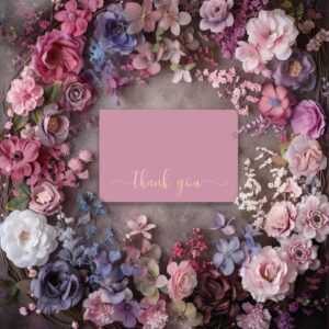 slapaflife Thank You Cards with Envelopes,20 Pack - 4x6 Inches Thank You Notes,Elegant Dusty Pink Emboss Gold Foil Pressed,Baby Shower Thank You Cards,Wedding,Formal All Occasion Cards