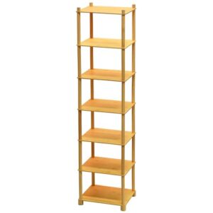 vutlue vertical bamboo shoe rack, 7 tier narrow free standing shoe rack organizer for entryway, skinny standing shoe rack shelf for bedroom closet small spaces