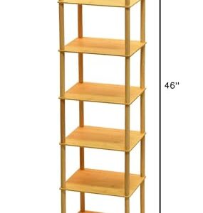 Vutlue Vertical Bamboo Shoe Rack, 7 Tier Narrow Free Standing Shoe Rack Organizer for Entryway, Skinny Standing Shoe Rack Shelf for Bedroom Closet Small Spaces