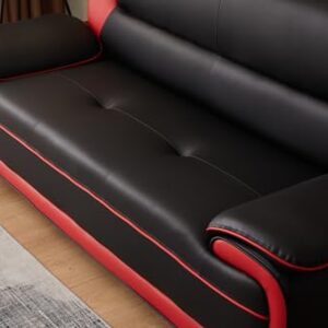 Kingway Inc Sofas, 3 Seat, Black&Red