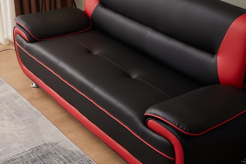 Kingway Inc Sofas, 3 Seat, Black&Red