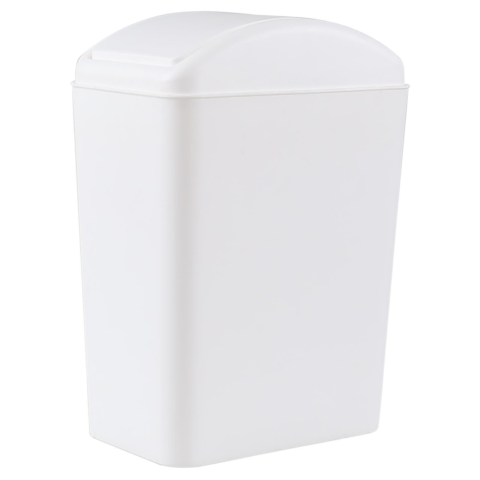 DynkoNA 16 Liter Plastic Trash Can, Swing Top Garbage Bin Wastebasket (White)