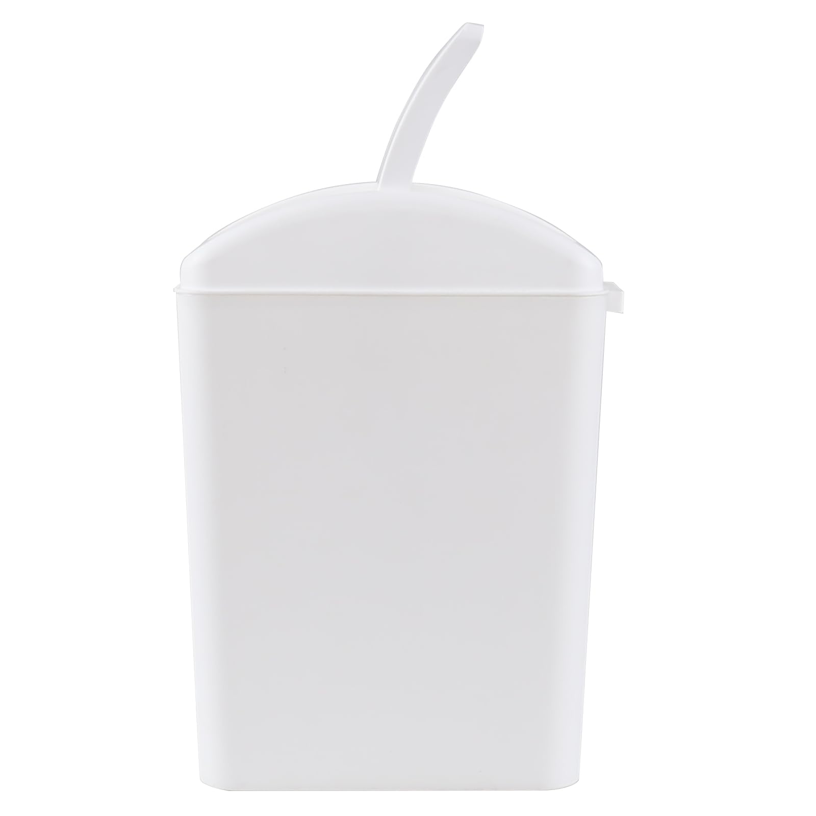 DynkoNA 16 Liter Plastic Trash Can, Swing Top Garbage Bin Wastebasket (White)