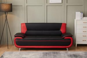 kingway inc sofas, 3 seat, black&red