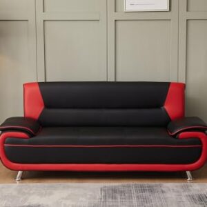 Kingway Inc Sofas, 3 Seat, Black&Red