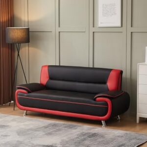 Kingway Inc Sofas, 3 Seat, Black&Red