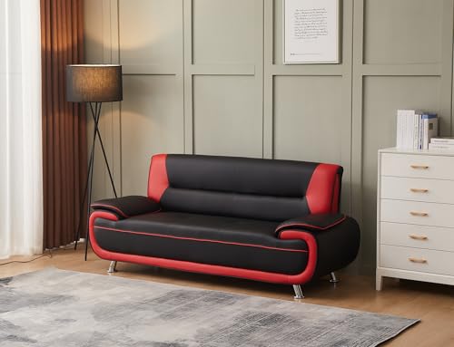 Kingway Inc Sofas, 3 Seat, Black&Red