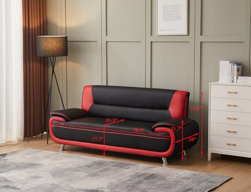 Kingway Inc Sofas, 3 Seat, Black&Red