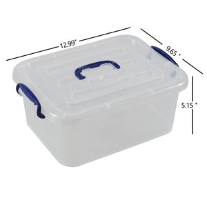 Xeabia 8 Quart Plastic Latching Boxes with Handles, Clear Storage Tote with Lids, 2 Packs