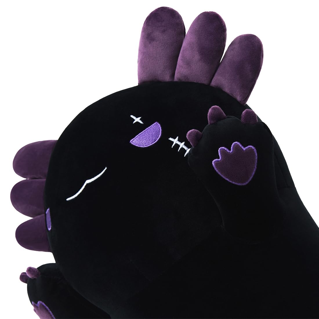 Yeqivo Long Axolotl Stuffed Animals, Soft Long Axolotl Plush Pillow Cute Axolotl Plush Body Pillow Gifts for Kids Girlfriend(Black&Purple,110cm)