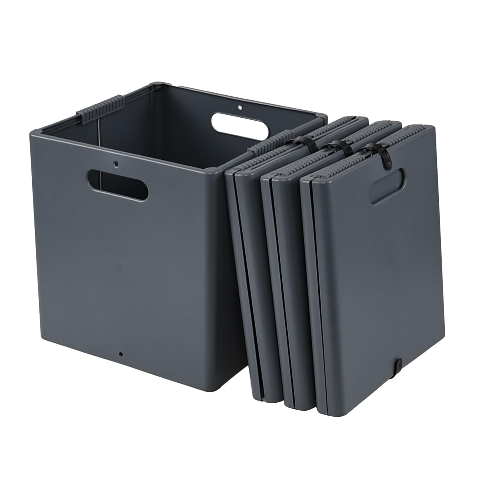 Ziglous 13 Inches Plastic Foldable Cube Storage Bins, Collapsible Storage Cubes, Gray, 4 Packs