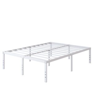 DiaOutro 18 Inch Queen Bed Frame Heavy Duty Metal Platform No Box Spring Needed, Maximum Storage, Easy Assembly, Noise Free, White