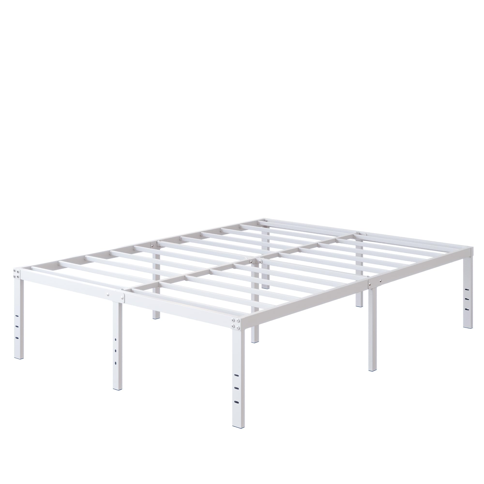 DiaOutro 18 Inch Queen Bed Frame Heavy Duty Metal Platform No Box Spring Needed, Maximum Storage, Easy Assembly, Noise Free, White