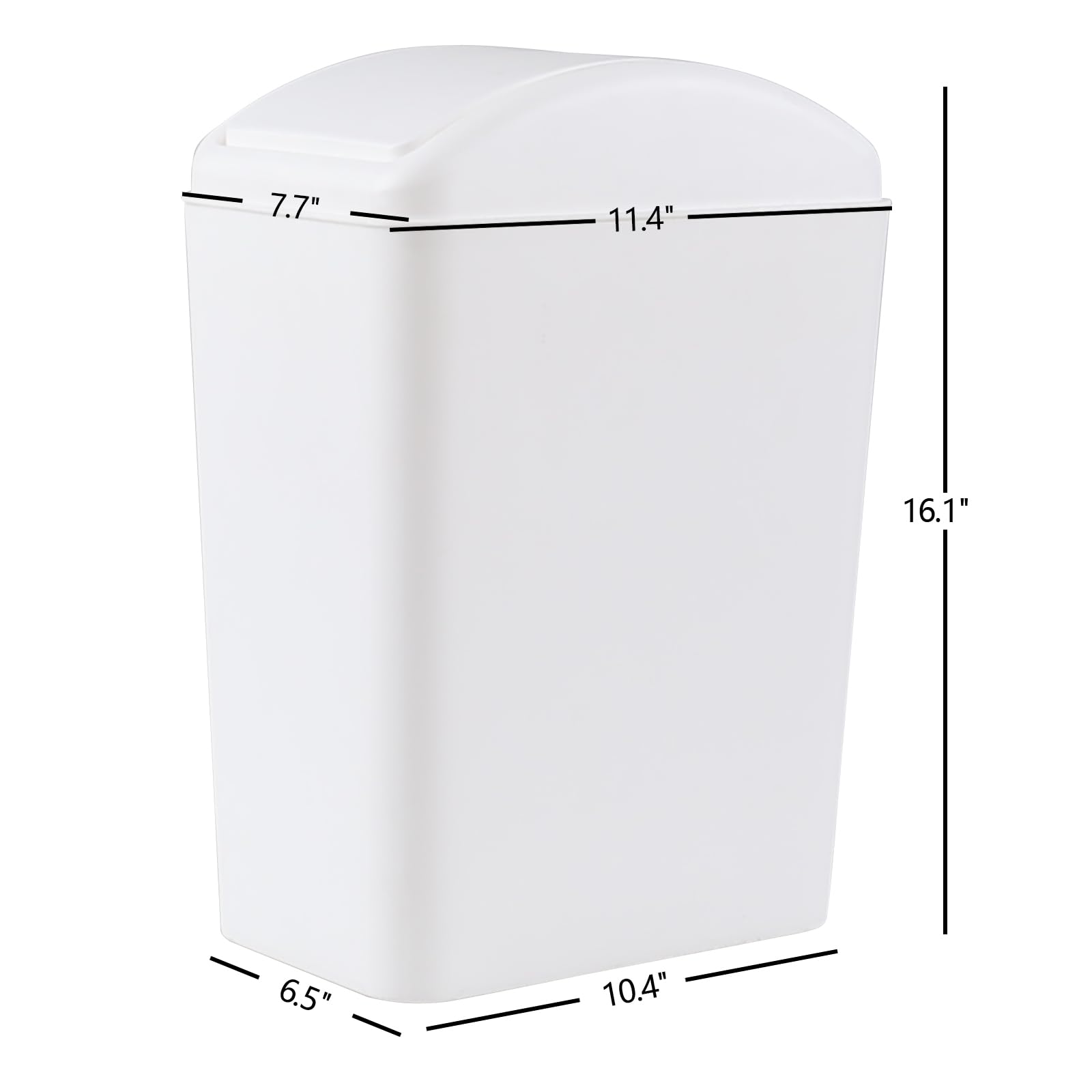 DynkoNA 16 Liter Plastic Trash Can, Swing Top Garbage Bin Wastebasket (White)