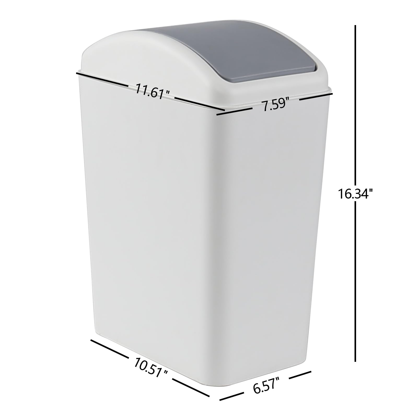 Udotry 4.5 Gallon Plastic Trash Can with Swing Top, Slim Plastic Kitchen Garbage Can, Gray