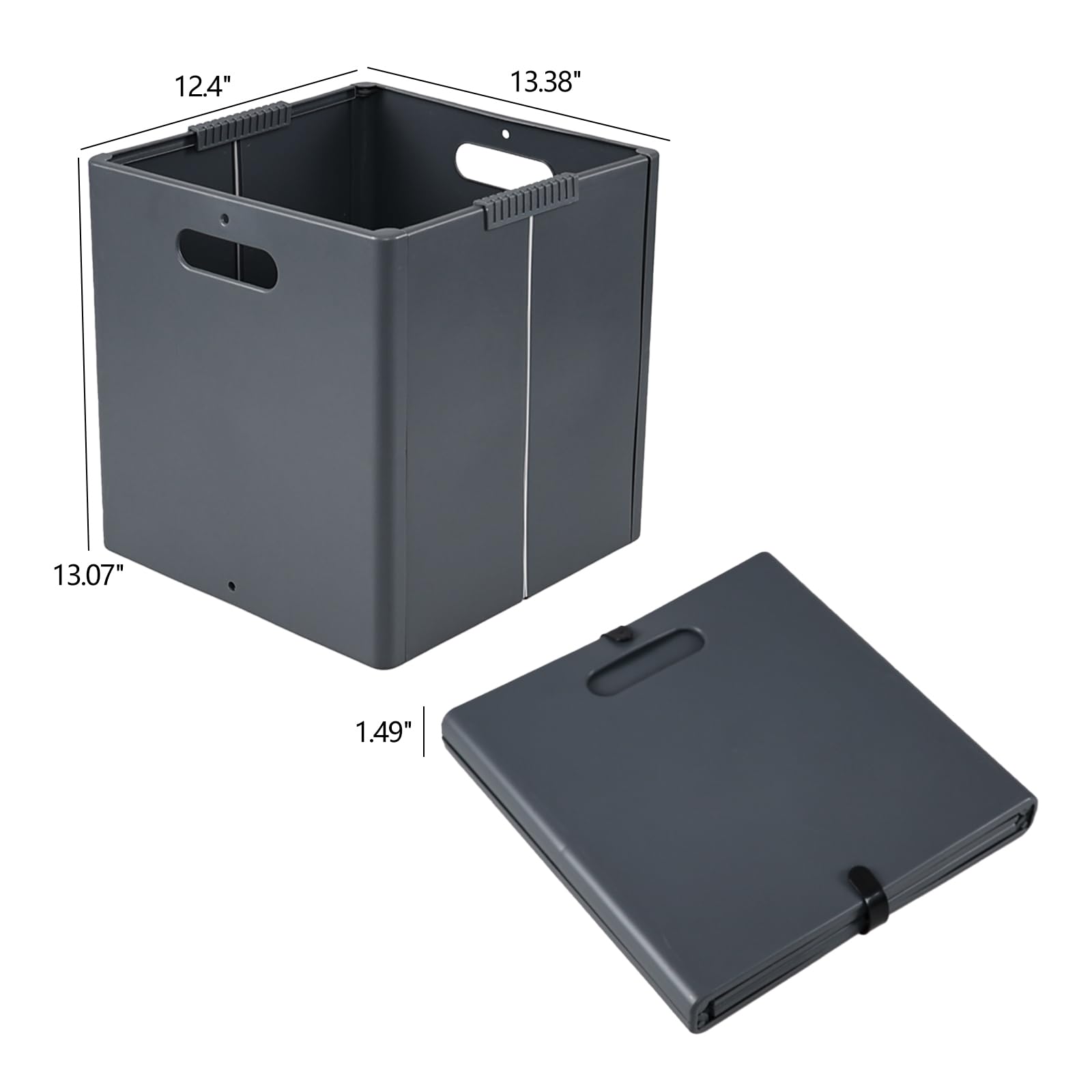 Ziglous 13 Inches Plastic Foldable Cube Storage Bins, Collapsible Storage Cubes, Gray, 4 Packs