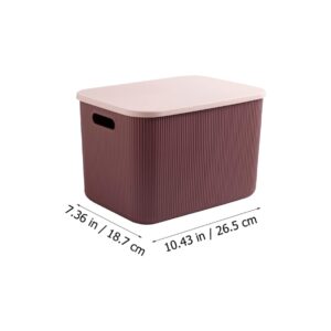 PRETYZOOM Plastic Storage Baskets With Lid, 1pc Plastic Storage Box, Stackable Baskets, Toy Clothes Storage Organizer with Handle for Shelf Cabinet (6.5*18.7*16.2cm)