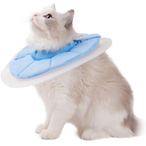 KUDES Dual Layer Cat Cone, Dual-Purpose Model Lightweight All-Around Protective Neck After Surgery E Collar to Wound (Blue M (7.8inch- 13.3inch))