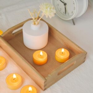 Pure Beeswax Tealight Candles | 50 Pack Natural Unscented Beeswax Candles, Long Burning 4+ Hours Clean Burning, Yellow