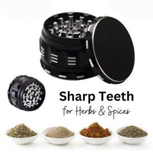 4 Inch herb grinder / 3 layer spice grinder - (9 COLOR OPTIONS) - easily grind your herbs at home with its custom grip design. Black Grinder is Aluminum Allow (Black, 4 Inches)