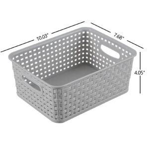 Xeabia Plastic Weave Storage Baskets, Small Plastic Storage Baskets for Cupboard, Gray, 6 Packs