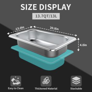 HNEDSEN 6 Pack Stainless Steel Hotel Pan With Lids Full Size 4 Ince Deep Steam Table Metal Food Pan Steamer Trays for Buffet Catering Pans Metal Commercial Kitchen Pans