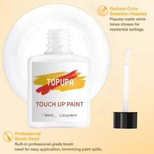 TOPUPA White Touch Up Paint, Cabinet Furniture Paint,40ml Multi-Surface Paint for Wall with Brush Waterproof and Quick Drying, Brush in Bottle for Home Repairs, Walls,Door, Kitchen,Wood,Fence,Ceiling