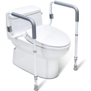 WeHwupe Toilet Safety Rails for Elderly Adults - Adjustable Bathroom Toilet Safety Frame with Handles - Stand Alone Toilet Grab Bar for Senior, Handicap & Disabled,Fits Most Toilets