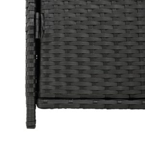 vidaXL Black Poly Rattan Outdoor Storage Cabinet with Powder-Coated Steel Frame – Ample Garden/Patio Organizing Space, Weather-Resistant